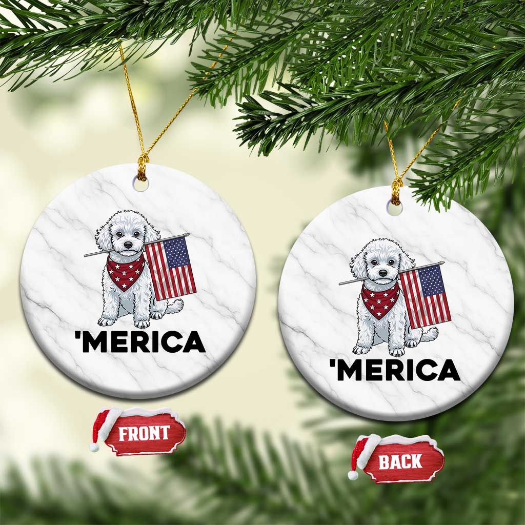Merica Poodle Mom Dad Patriotic Gift Ceramic Ornament 4th Of July Pride