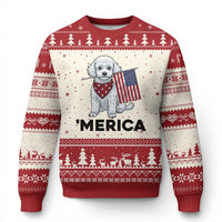 Merica Poodle Mom Dad Patriotic Gift Ugly Christmas Sweater 4th Of July Pride