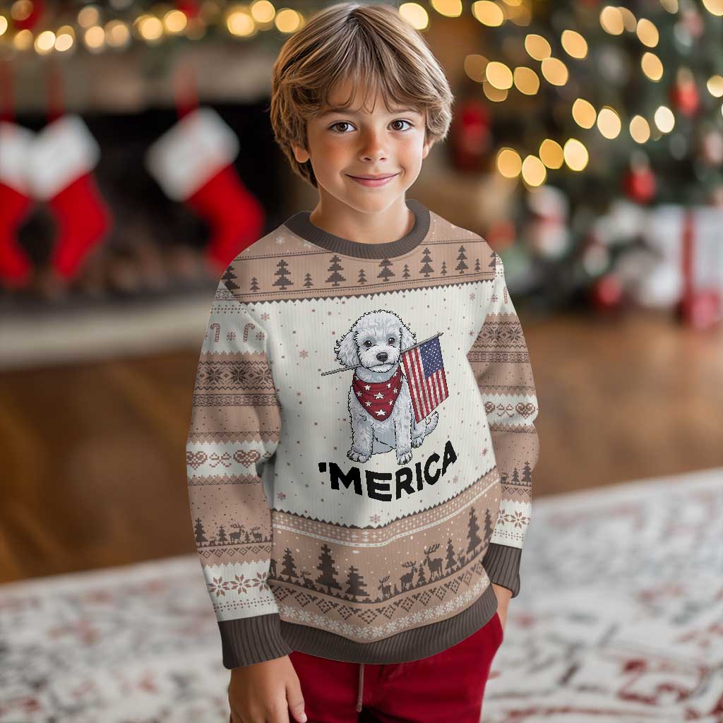 Merica Poodle Mom Dad Patriotic Gift Ugly Christmas Sweater 4th Of July Pride