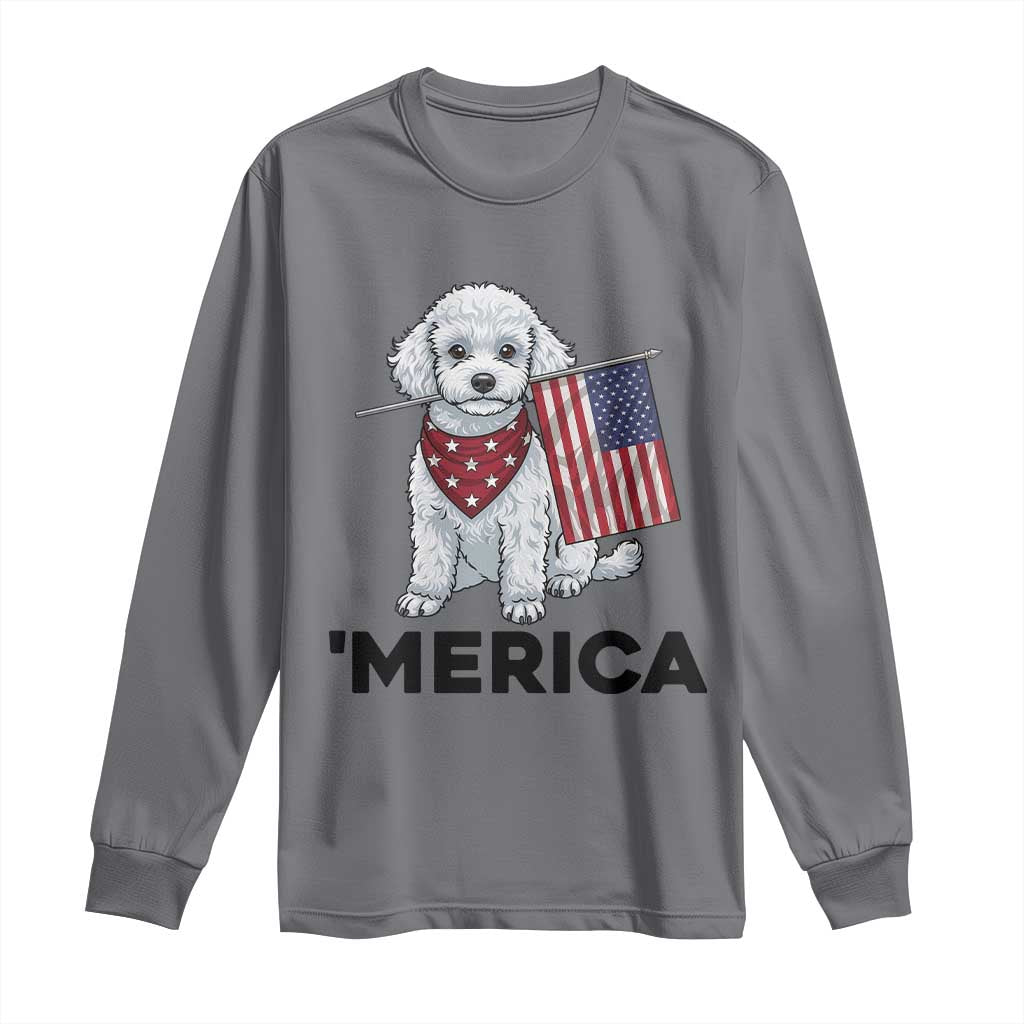 Merica Poodle Mom Dad Patriotic Gift Long Sleeve Shirt 4th Of July Pride