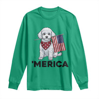 Merica Poodle Mom Dad Patriotic Gift Long Sleeve Shirt 4th Of July Pride