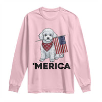 Merica Poodle Mom Dad Patriotic Gift Long Sleeve Shirt 4th Of July Pride