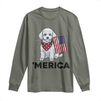 Merica Poodle Mom Dad Patriotic Gift Long Sleeve Shirt 4th Of July Pride