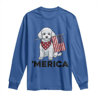 Merica Poodle Mom Dad Patriotic Gift Long Sleeve Shirt 4th Of July Pride