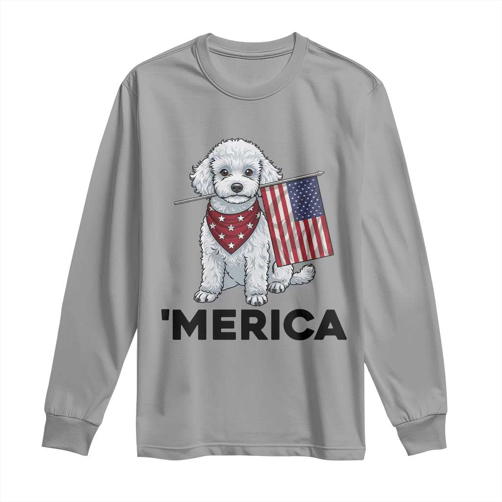 Merica Poodle Mom Dad Patriotic Gift Long Sleeve Shirt 4th Of July Pride