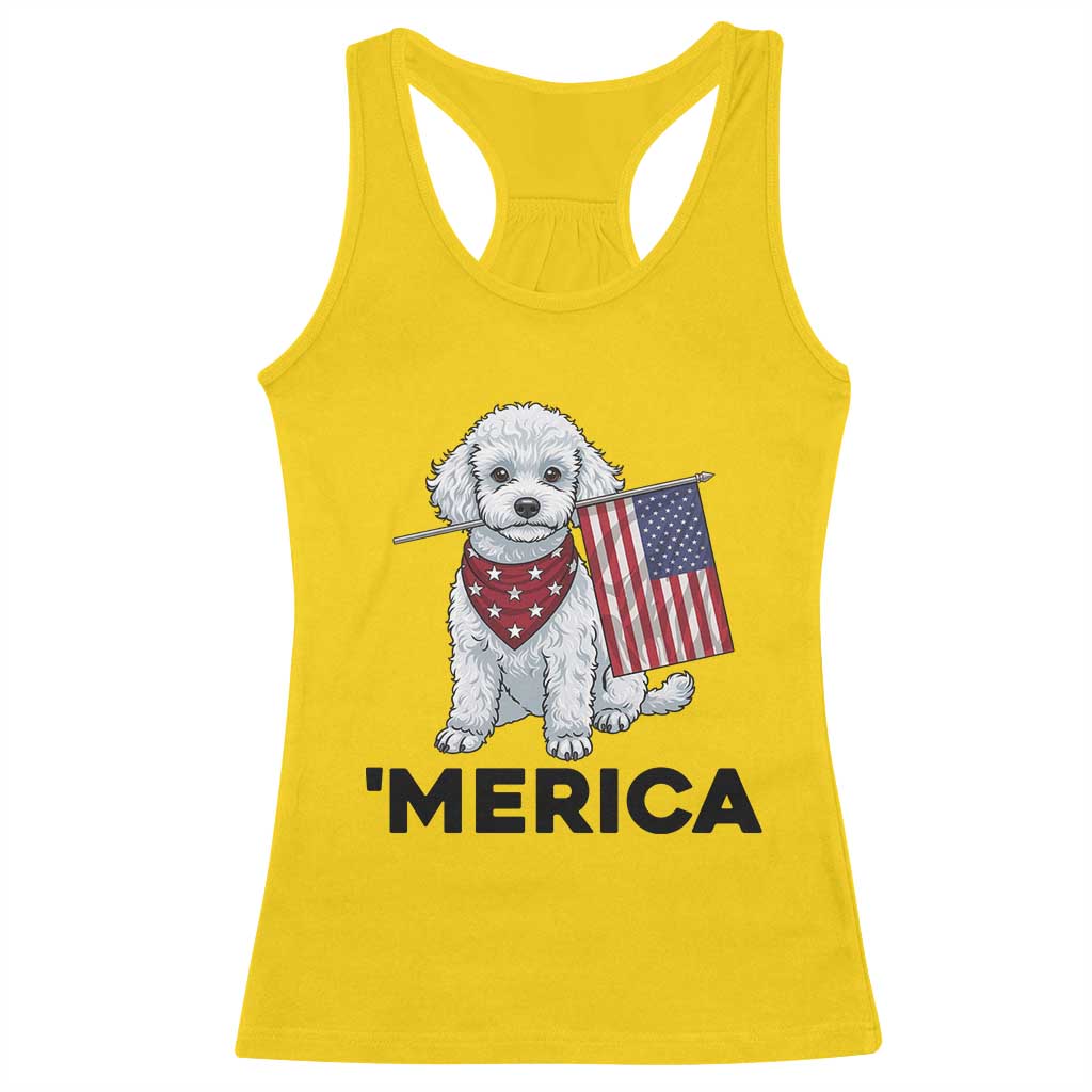 Merica Poodle Mom Dad Patriotic Gift Racerback Tank Top 4th Of July Pride