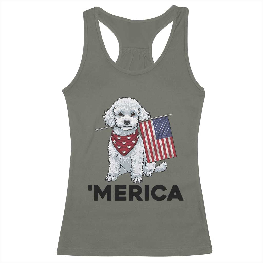 Merica Poodle Mom Dad Patriotic Gift Racerback Tank Top 4th Of July Pride