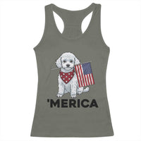 Merica Poodle Mom Dad Patriotic Gift Racerback Tank Top 4th Of July Pride
