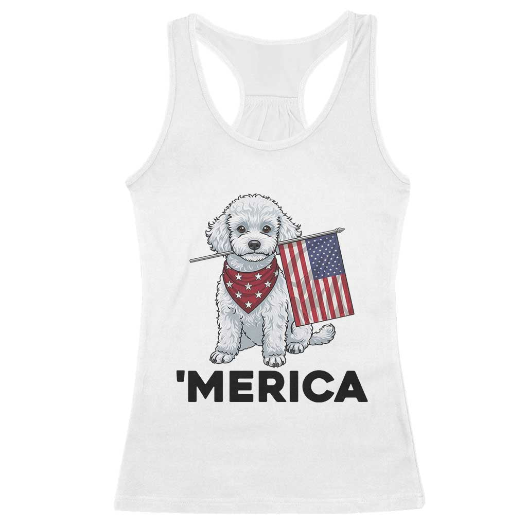 Merica Poodle Mom Dad Patriotic Gift Racerback Tank Top 4th Of July Pride