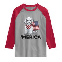Merica Poodle Mom Dad Patriotic Gift Raglan Shirt 4th Of July Pride