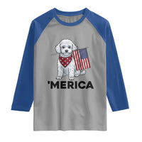 Merica Poodle Mom Dad Patriotic Gift Raglan Shirt 4th Of July Pride