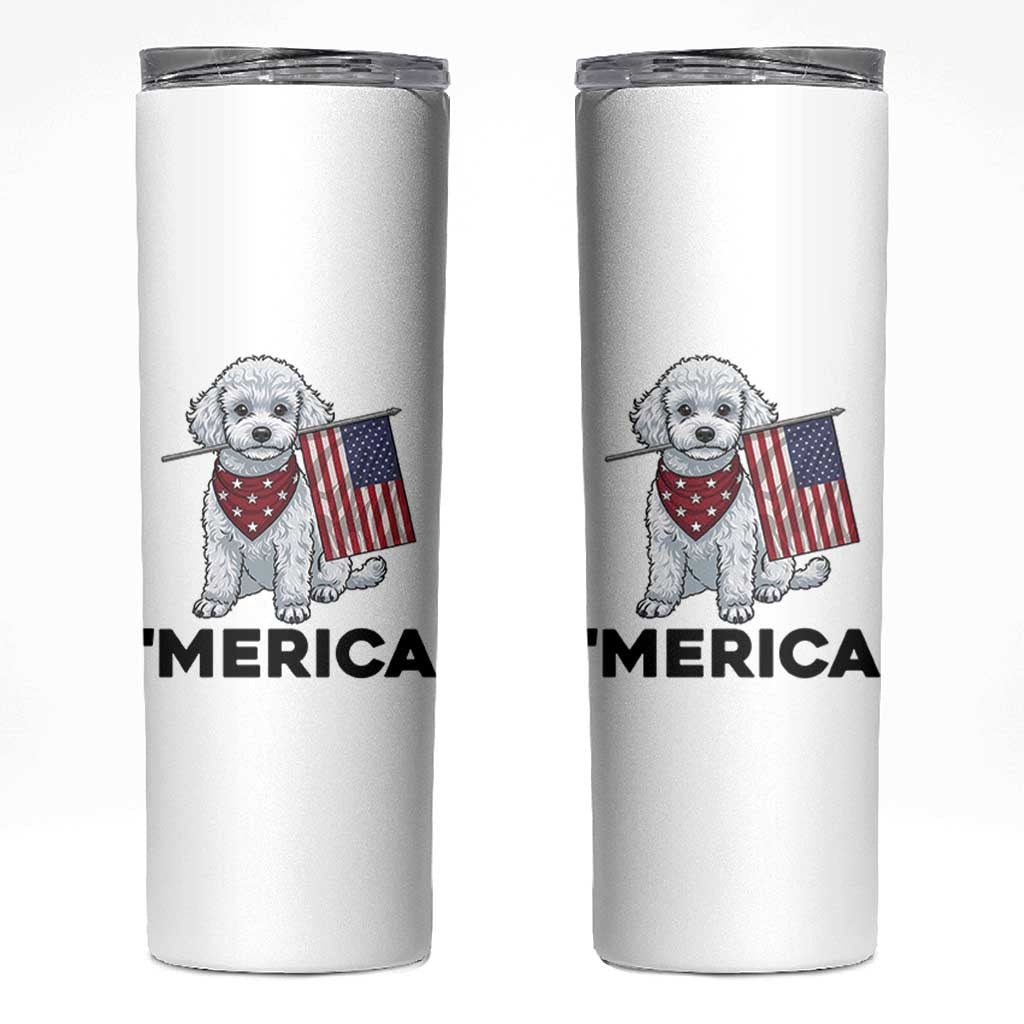 Merica Poodle Mom Dad Patriotic Gift Skinny Tumbler 4th Of July Pride