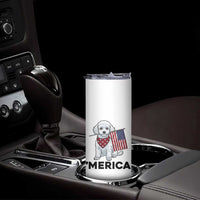 Merica Poodle Mom Dad Patriotic Gift Skinny Tumbler 4th Of July Pride