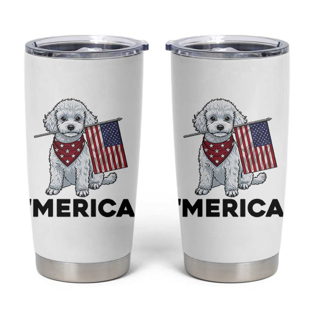 Merica Poodle Mom Dad Patriotic Gift Tumbler Cup 4th Of July Pride