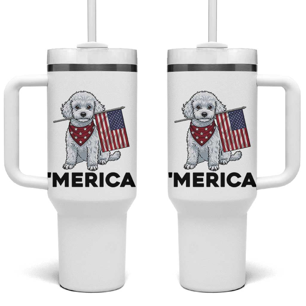 Merica Poodle Mom Dad Patriotic Gift Tumbler With Handle 4th Of July Pride