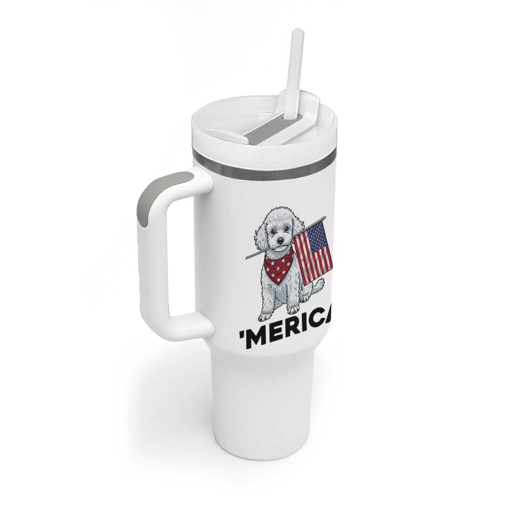 Merica Poodle Mom Dad Patriotic Gift Tumbler With Handle 4th Of July Pride