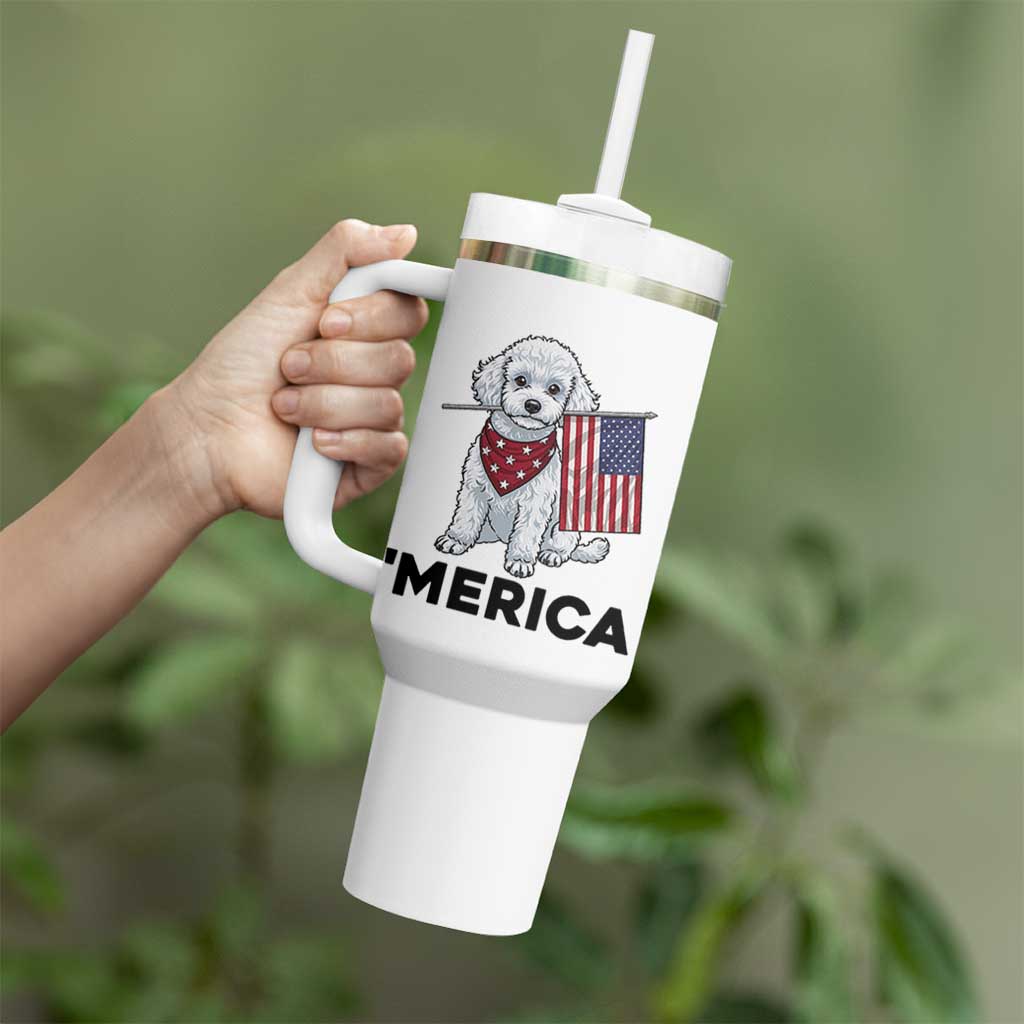 Merica Poodle Mom Dad Patriotic Gift Tumbler With Handle 4th Of July Pride