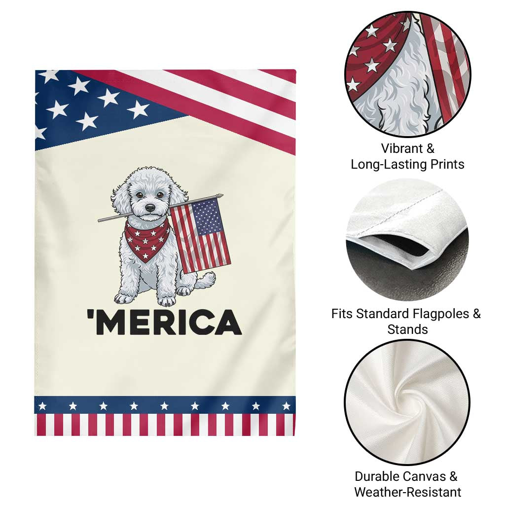 Merica Poodle Mom Dad Gift Patriotic Garden Flag 4th Of July Pride