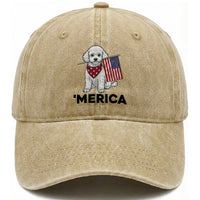 Merica Poodle Mom Dad Patriotic Gift Washed Cotton Baseball Cap 4th Of July Pride
