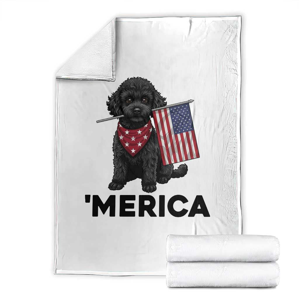 Merica Poodle Dog Lover Gift Throw Blanket Patriotic 4th Of July
