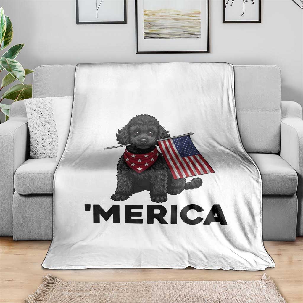 Merica Poodle Dog Lover Gift Throw Blanket Patriotic 4th Of July