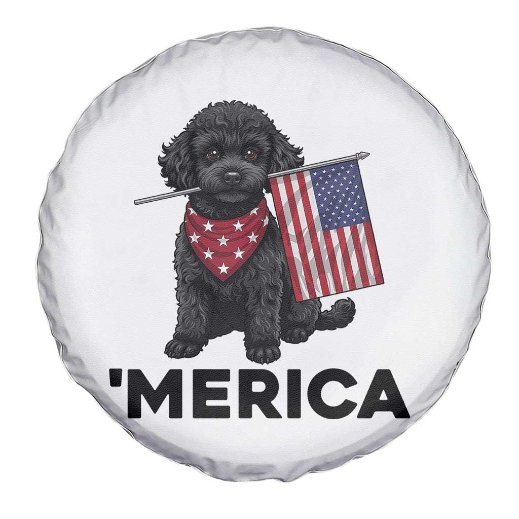 Merica Poodle Dog Lover Gift Spare Tire Cover Patriotic 4th Of July