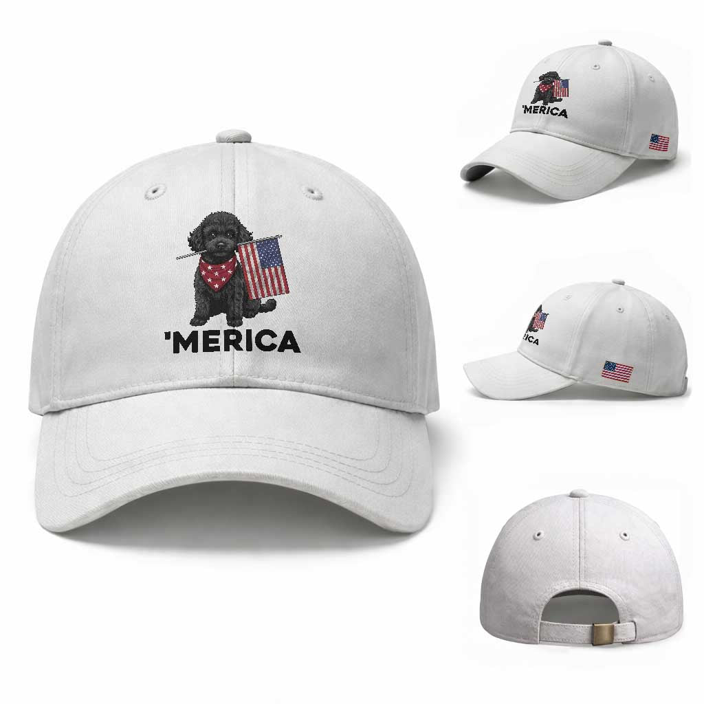 Merica Poodle Dog Lover Gift Baseball Cap Patriotic 4th Of July