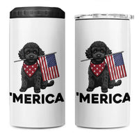 Merica Poodle Dog Lover Gift 4 in 1 Can Cooler Tumbler Patriotic 4th Of July