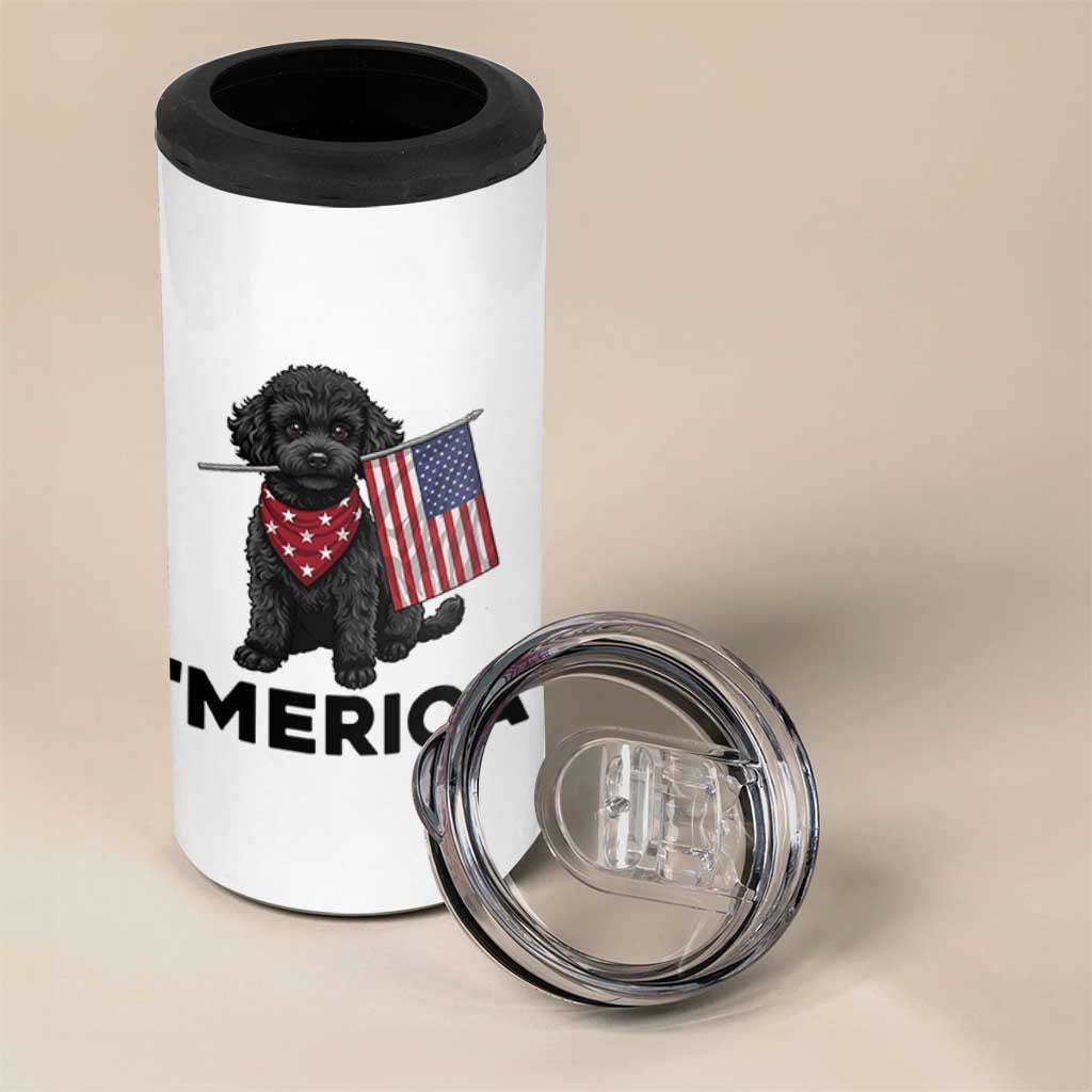 Merica Poodle Dog Lover Gift 4 in 1 Can Cooler Tumbler Patriotic 4th Of July