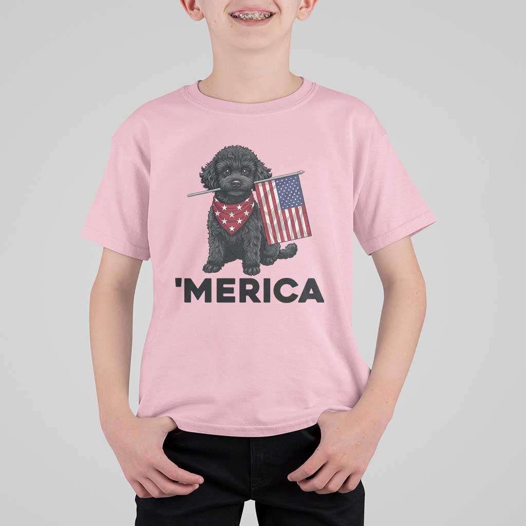 Merica Poodle Dog Lover Gift T Shirt For Kid Patriotic 4th Of July