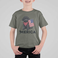 Merica Poodle Dog Lover Gift T Shirt For Kid Patriotic 4th Of July