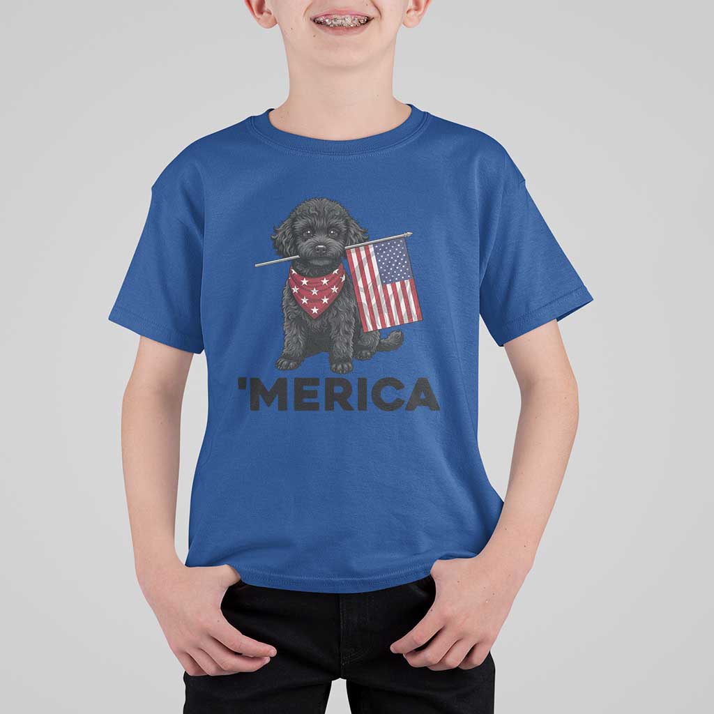 Merica Poodle Dog Lover Gift T Shirt For Kid Patriotic 4th Of July