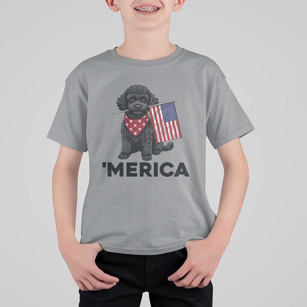 Merica Poodle Dog Lover Gift T Shirt For Kid Patriotic 4th Of July