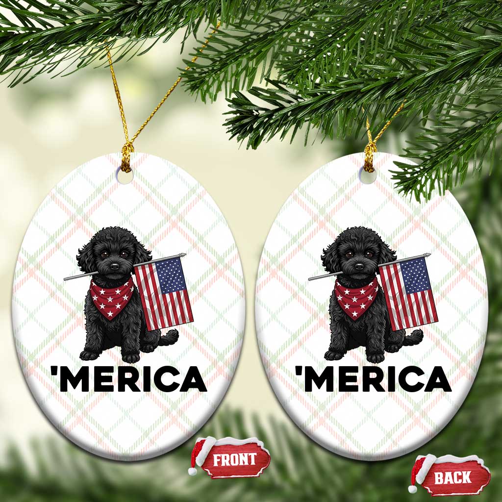 Merica Poodle Dog Lover Gift Ceramic Ornament Patriotic 4th Of July