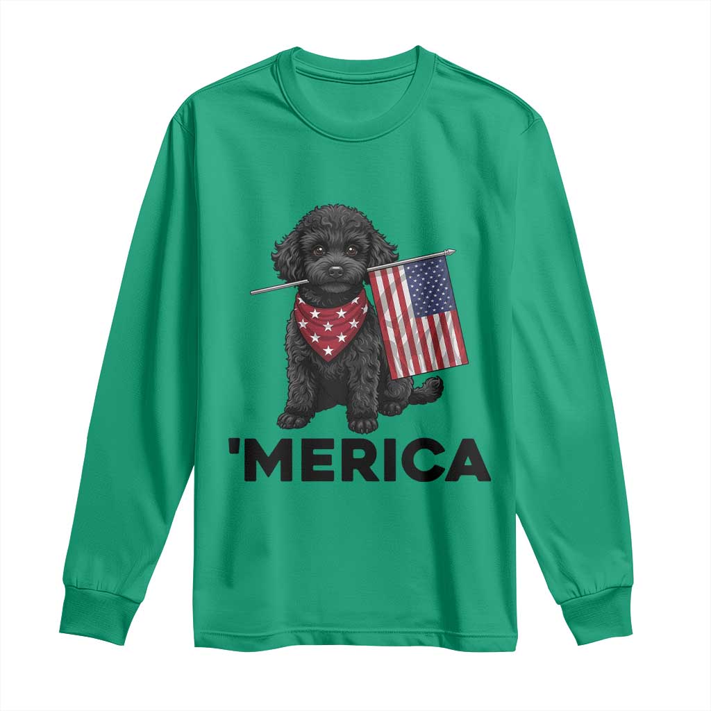 Merica Poodle Dog Lover Gift Long Sleeve Shirt Patriotic 4th Of July