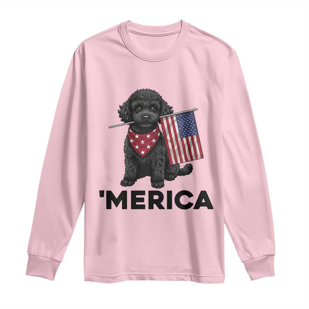 Merica Poodle Dog Lover Gift Long Sleeve Shirt Patriotic 4th Of July