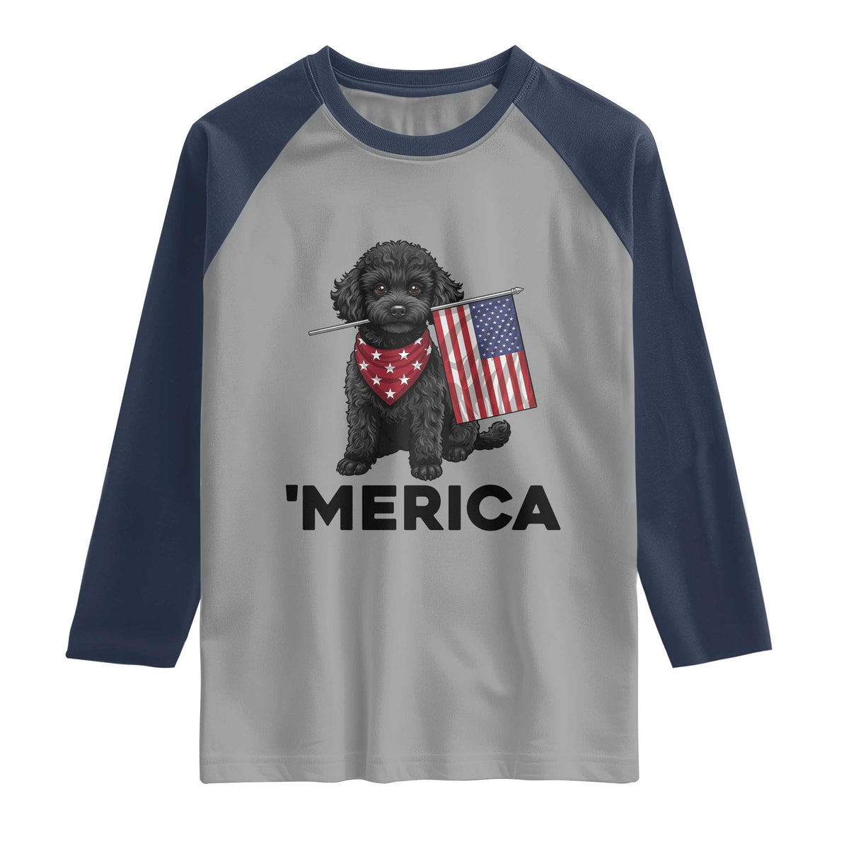 Merica Poodle Dog Lover Gift Raglan Shirt Patriotic 4th Of July