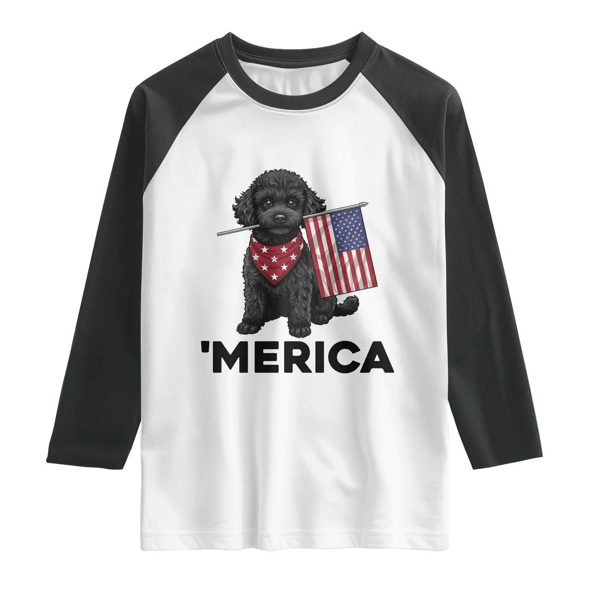 Merica Poodle Dog Lover Gift Raglan Shirt Patriotic 4th Of July