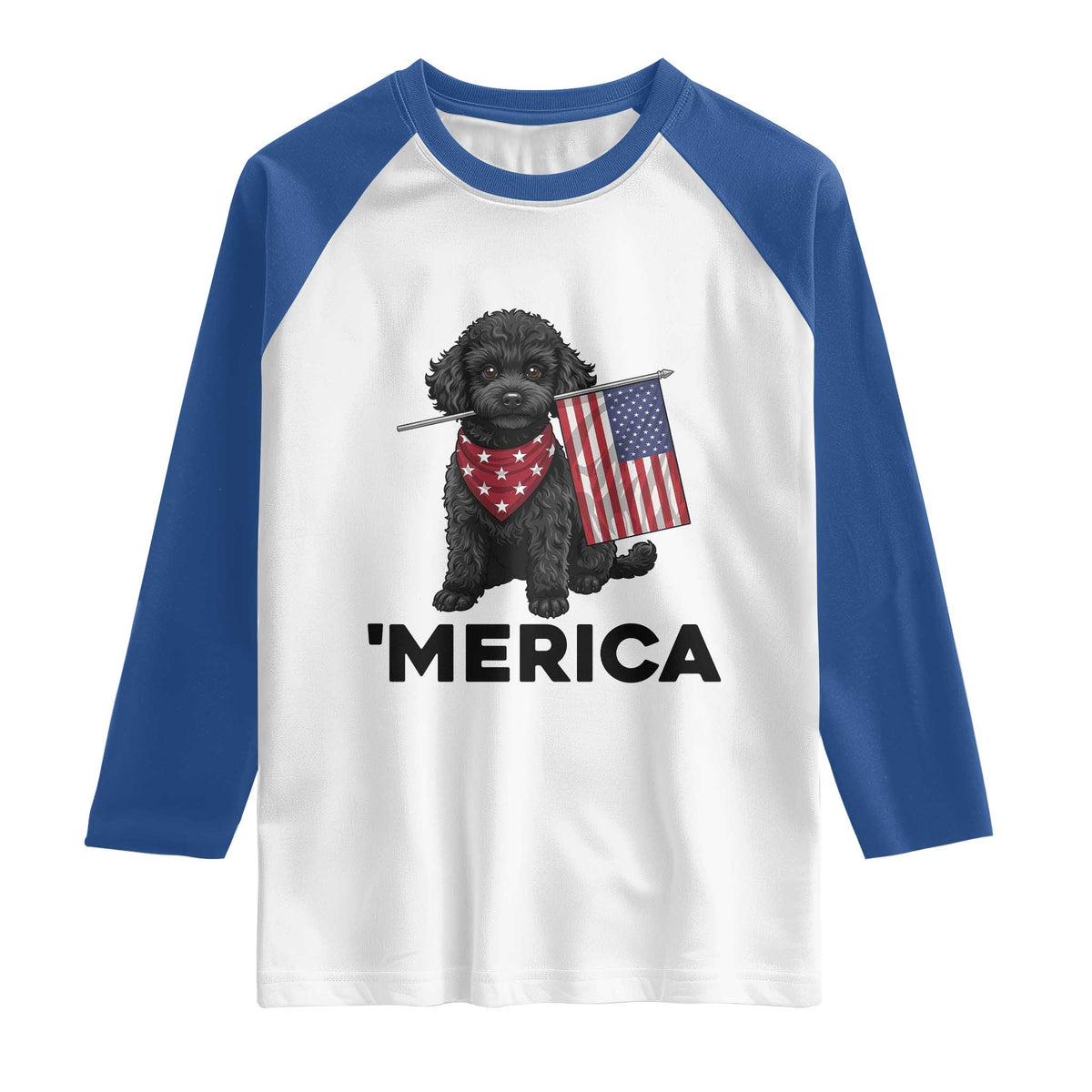Merica Poodle Dog Lover Gift Raglan Shirt Patriotic 4th Of July