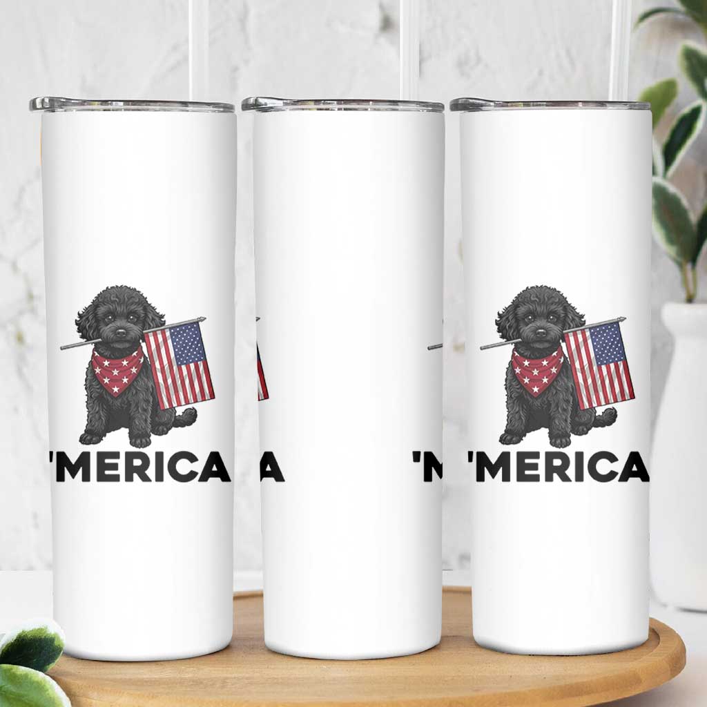 Merica Poodle Dog Lover Gift Skinny Tumbler Patriotic 4th Of July