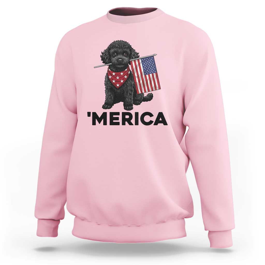 Merica Poodle Dog Lover Gift Sweatshirt Patriotic 4th Of July