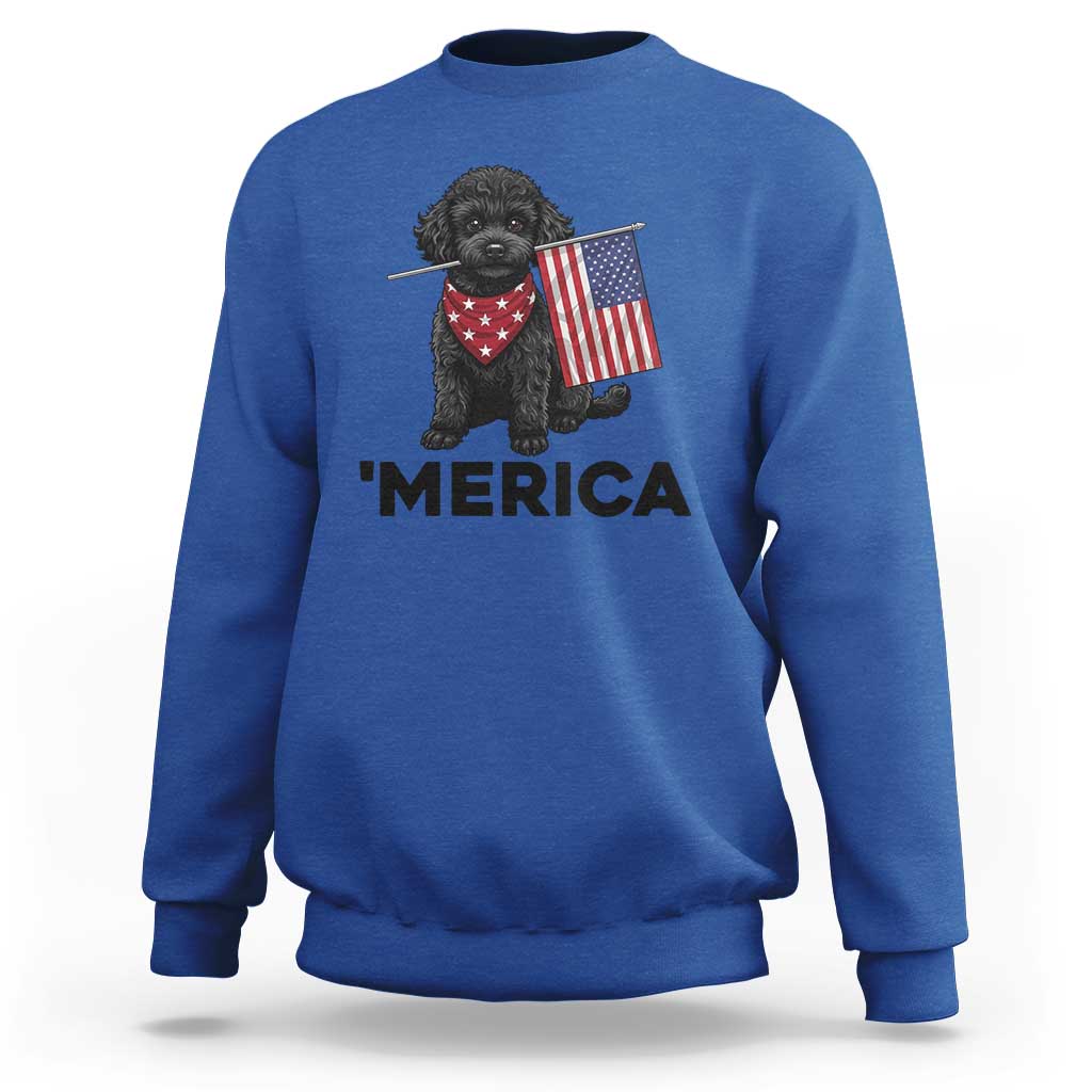 Merica Poodle Dog Lover Gift Sweatshirt Patriotic 4th Of July