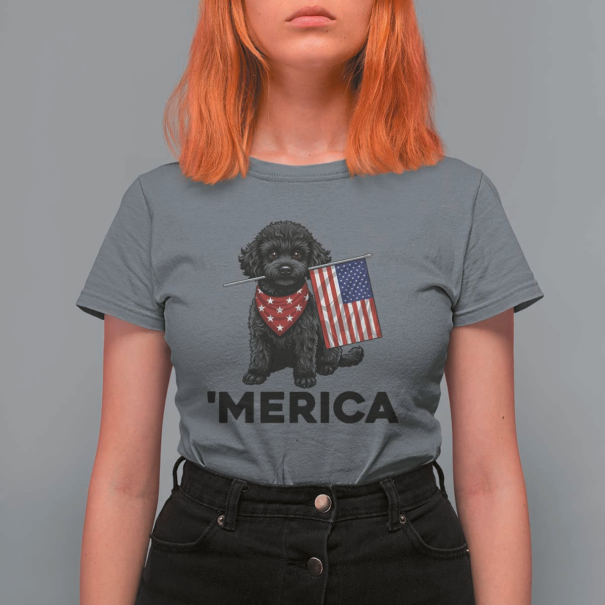 Merica Poodle Dog Lover Gift T Shirt For Women Patriotic 4th Of July