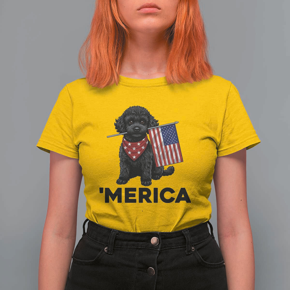 Merica Poodle Dog Lover Gift T Shirt For Women Patriotic 4th Of July