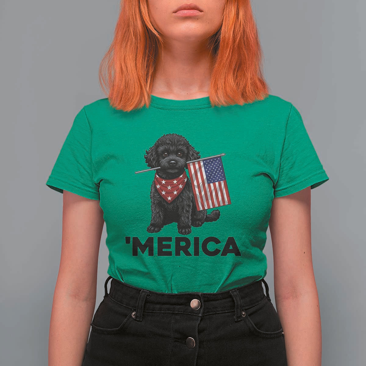 Merica Poodle Dog Lover Gift T Shirt For Women Patriotic 4th Of July