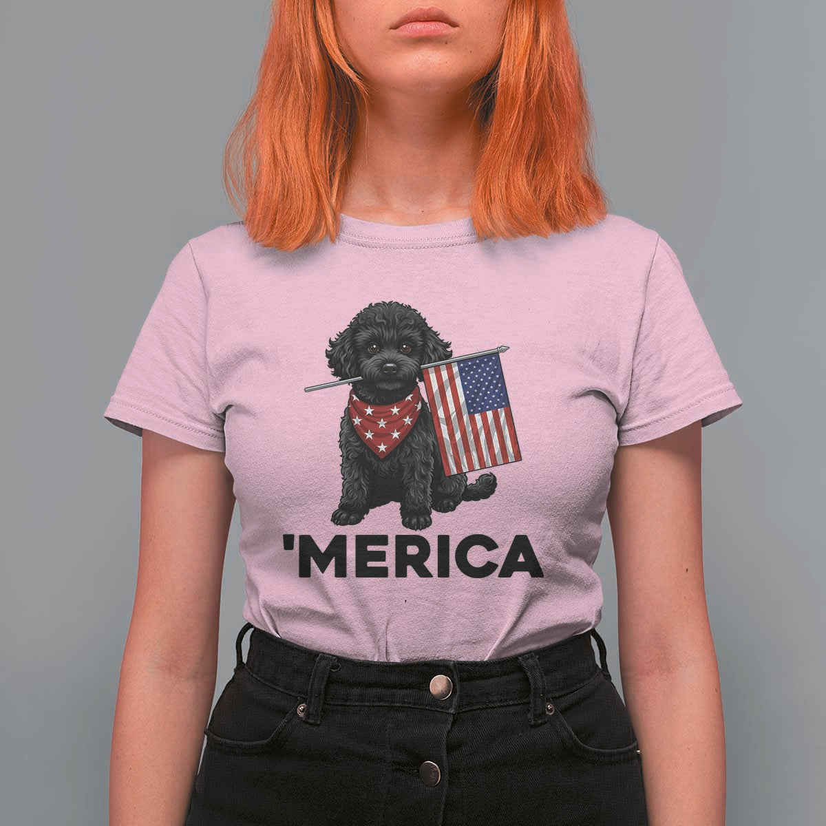 Merica Poodle Dog Lover Gift T Shirt For Women Patriotic 4th Of July