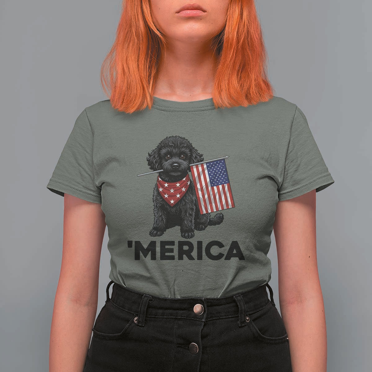 Merica Poodle Dog Lover Gift T Shirt For Women Patriotic 4th Of July