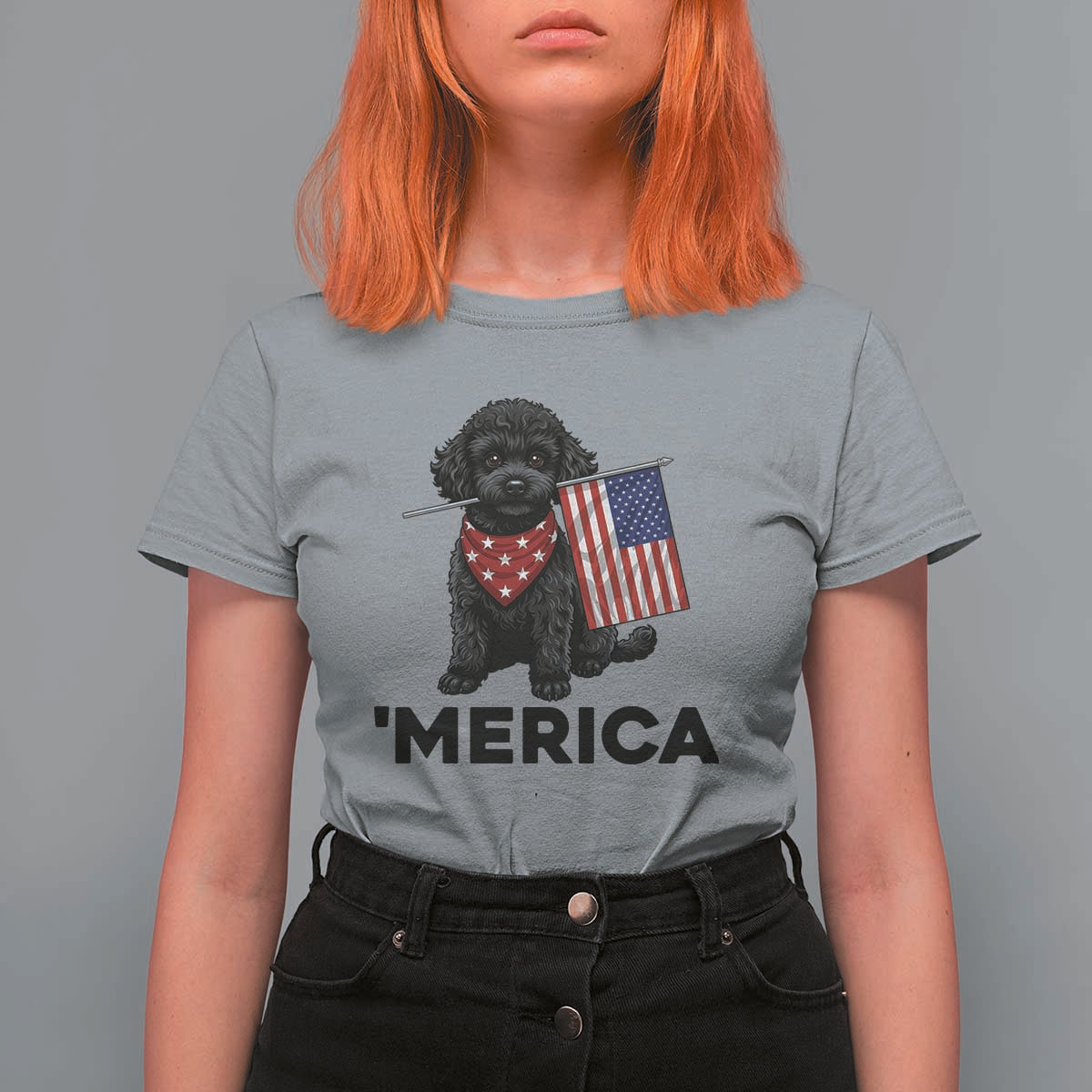 Merica Poodle Dog Lover Gift T Shirt For Women Patriotic 4th Of July