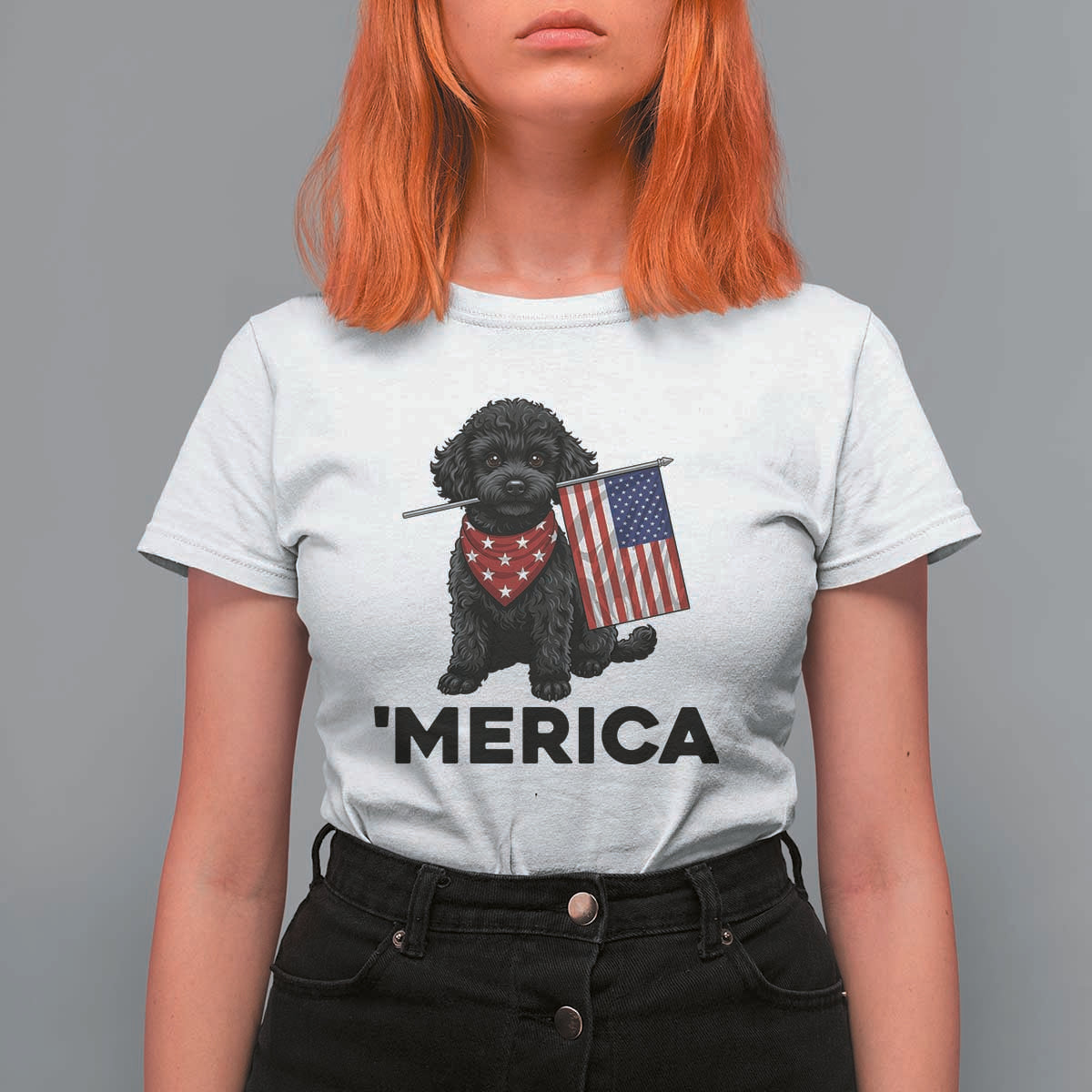 Merica Poodle Dog Lover Gift T Shirt For Women Patriotic 4th Of July