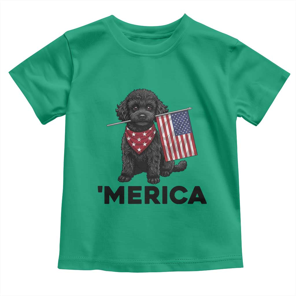 Merica Poodle Dog Lover Gift Toddler T Shirt Patriotic 4th Of July